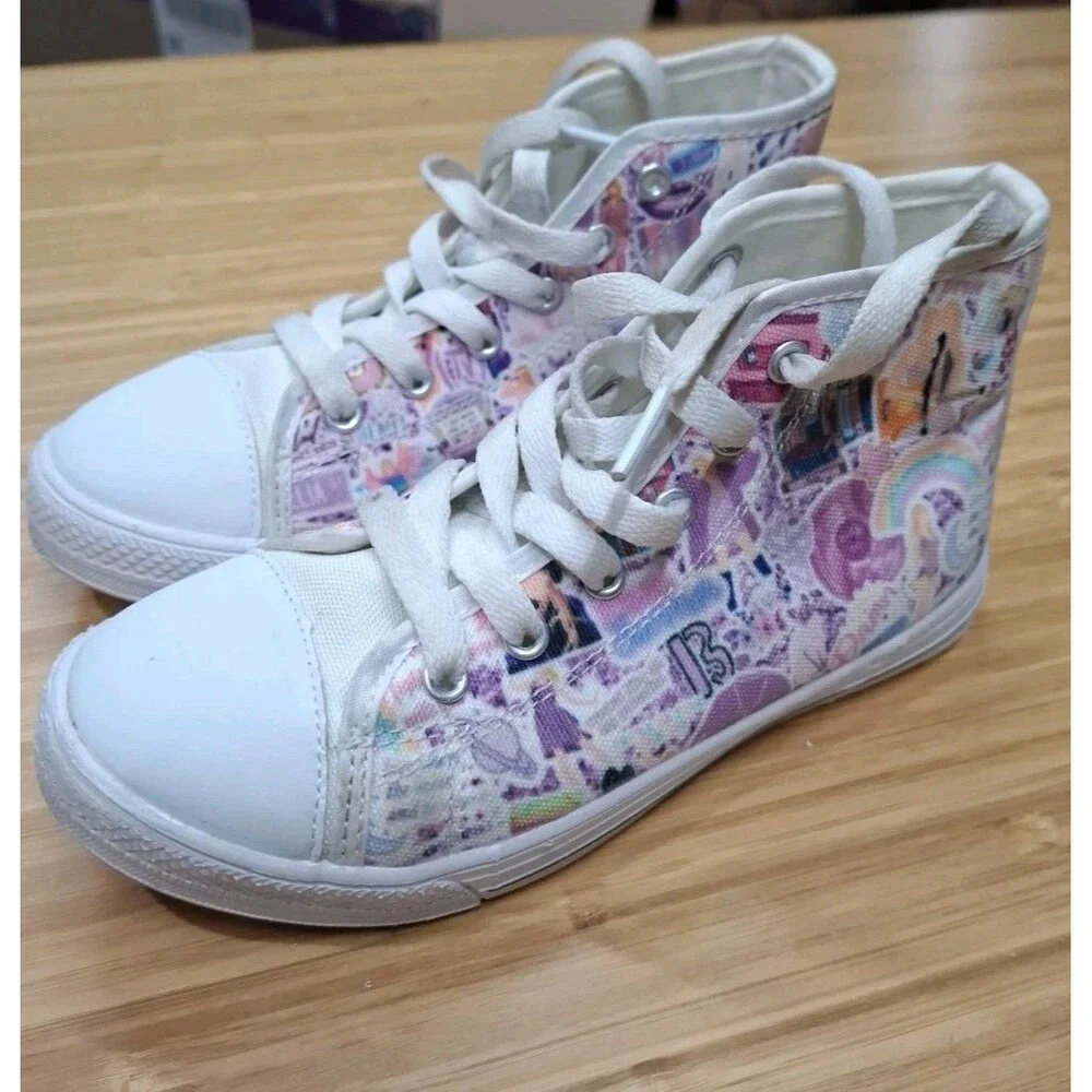 Taylor Swift Fan High Top Canvas Sneakers Swiftie Kids Shoe Size US 12/ 13